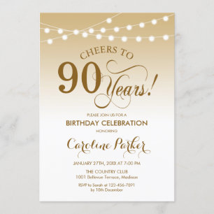 Invitación 90.º cumpleaños - Blanco de oro