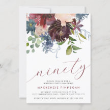 90.º cumpleaños Borgoña y Fiesta de escritura flor