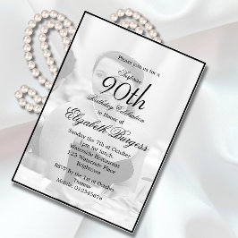 Invitación 90.º cumpleaños de elegancia de foto única