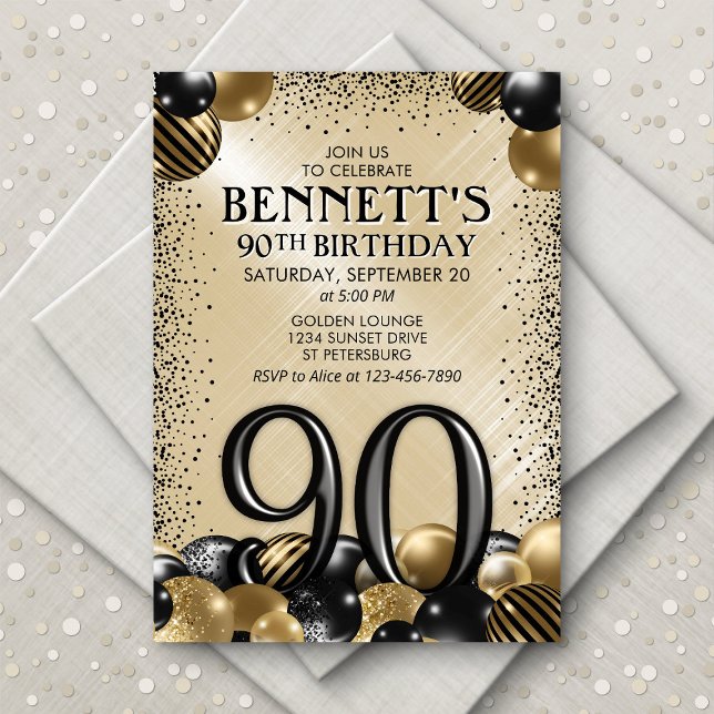 Invitación 90.º cumpleaños de oro negro (Subido por el creador)