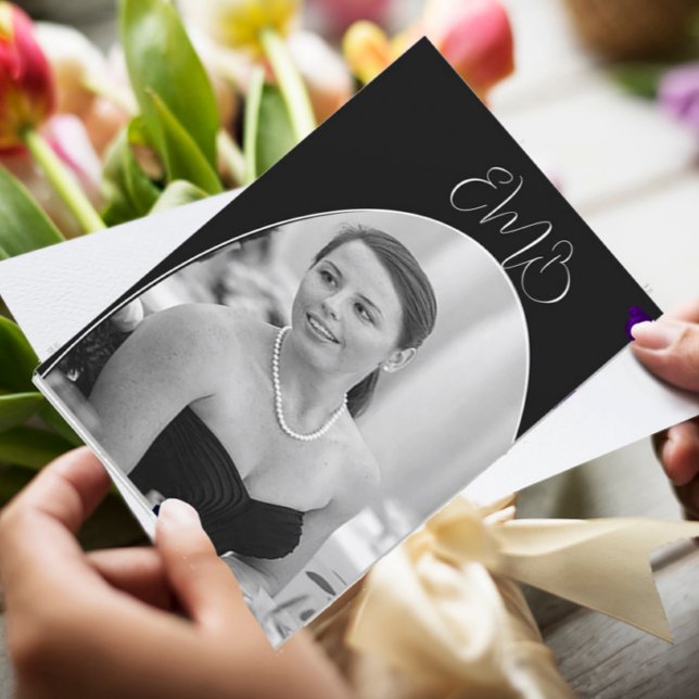 Invitación 90.º cumpleaños foto blanco negro elegante cumplea (Subido por el creador)