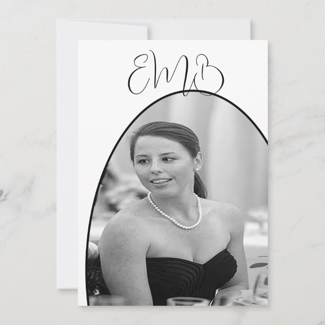 Invitación 90.º cumpleaños foto negro blanco elegante cumplea (Reverso)