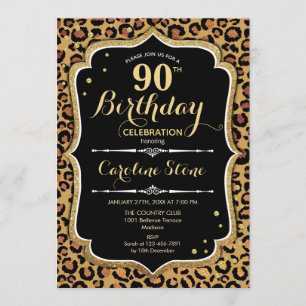 Invitación 90.º cumpleaños - Leopard Print