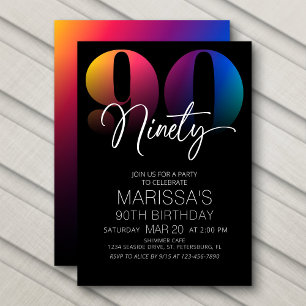 Invitación 90.º cumpleaños moderno