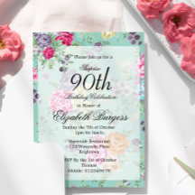 90.º Cumpleaños Rosa Floral Personal