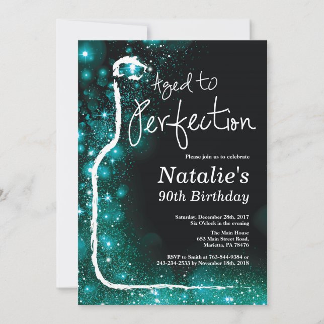 Invitación 90.º cumpleaños vitivinícola de edad avanzada a pe (Anverso)