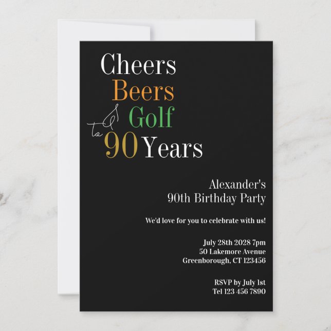 Invitación 90.º Fiesta de beers de los golfos de cumpleaños (Anverso)