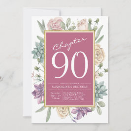 Invitación 90.º Fiesta de la sorpresa floral de cumpleaños