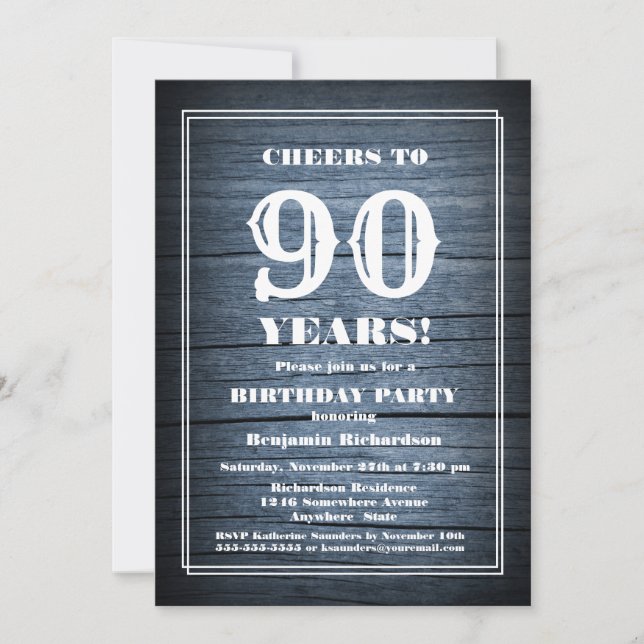Invitación 90.º Fiesta de Madera de Campo de Cumpleaños (Anverso)
