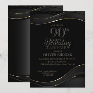 Invitación 90.º Fiesta Gris Negro