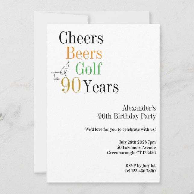 Invitación 90.º Fiesta Mínimo de los Alegres de Golf (Anverso)