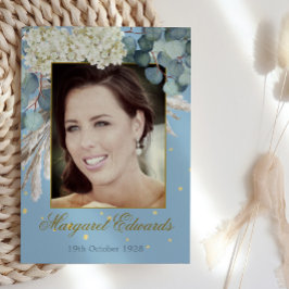 Invitación 90.º Flamoroso Azul Dorado Elegante Foto Cumpleaño