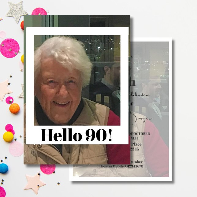 Invitación 90.º fotograma fotográfico de cumpleaños Moda mode (Subido por el creador)