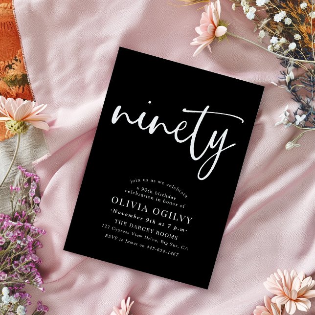 Invitación 90.º guión moderno de la fiesta de cumpleaños de l (Subido por el creador)