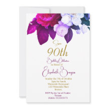 90.º Rosa Purple Plum Borgoña Elegante Cumpleaños