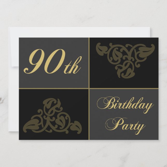 Invitación 90.º suministro de la fiesta de cumpleaños (Anverso)
