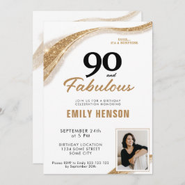 Invitación 90 and Fabulous Gold 90th Birthday