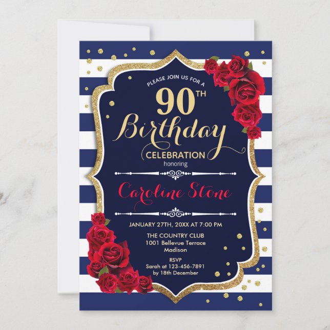 Invitación 90 Aniversario - Bandas blancas de la Marina y ros (Anverso)
