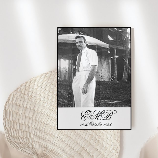 Invitación 90 Aniversario Monograma de foto elegante masculin (Subido por el creador)