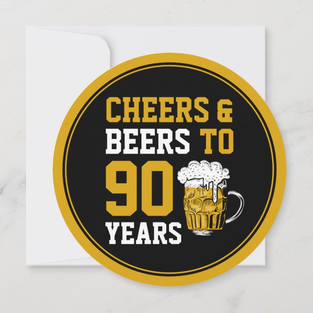 Invitación 90 Años de Cumpleaños Saludos y Cervezas a 90 Años (Reverso)