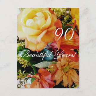 Invitación ¡90 años hermosos! - Cumpleaños/ramo del rosa
