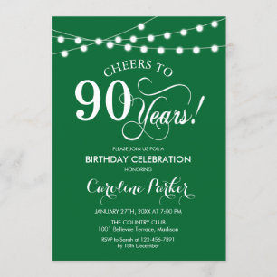 Invitación 90° cumpleaños - Blanco verde