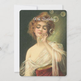 Invitación 90 cumpleaños, hermosa mujer victoriana, personali