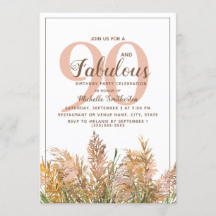 Invitación 90 Fabuloso Pasto de las Pampas sobre Cumpleaños B