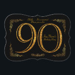 Invitación 90, fiesta de cumpleaños 90, gran Gatsby, negro y<br><div class="desc">"90th",  "Birthday party Woman-Man 90th",  "90th",  "Great Gatsby",  "black & gold",  "two-side",  "number purpurina",  "elegante",  "editable text",  "all possible forms available",  "any Shape",  "form normal",  "form redondeado",  "shapo" , "ticket de forma",  "etiqueta de forma"</div>