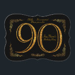 Invitación 90, fiesta de cumpleaños 90, gran Gatsby, negro y<br><div class="desc">"90th",  "Birthday party Woman-Man 90th",  "90th",  "Great Gatsby",  "black & gold",  "two-side",  "number purpurina",  "elegante",  "editable text",  "all possible forms available",  "any Shape",  "form normal",  "form redondeado",  "shapo" , "ticket de forma",  "etiqueta de forma"</div>