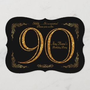 Invitación 90, fiesta de cumpleaños 90, gran Gatsby, negro y