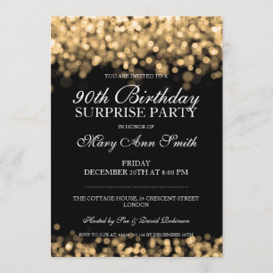 Invitación 90° Luces de Oro de la Fiesta de Aniversario de la