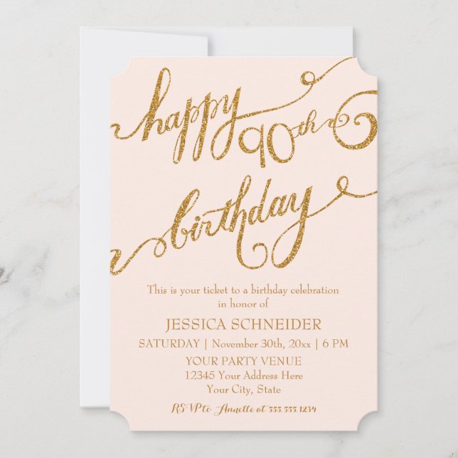 Invitación 90, Novena celebración de cumpleaños (Anverso)