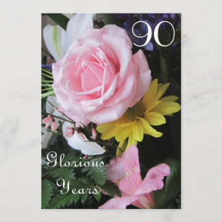 Invitación 90.o ¡Celebración del cumpleaños! - Ramo color de