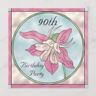 Invitación 90.o cumpleaños de la orquídea del efecto de