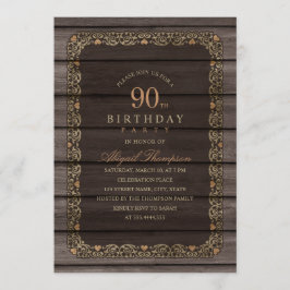 Invitación 90.o Fiesta de lujo de madera rústico del país del
