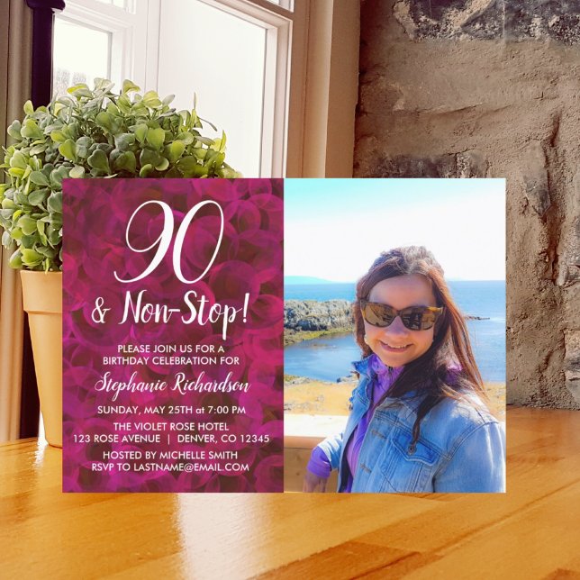 Invitación 90 y la fiesta de cumpleaños de la foto de la Rosa (Subido por el creador)