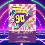 Invitación "90's Retro Birthday 30th Vintage Vibes<br><div class="desc">Step back to the 90s with this retro-inspired birthday invitation! Featuring iconic elements like cassette tapes,  skates,  vintage cell phones,  and recorders,  this invitation sets the perfect vibe for a throwback celebration. Ideal for anyone who loves the nostalgia of the 90s!"</div>