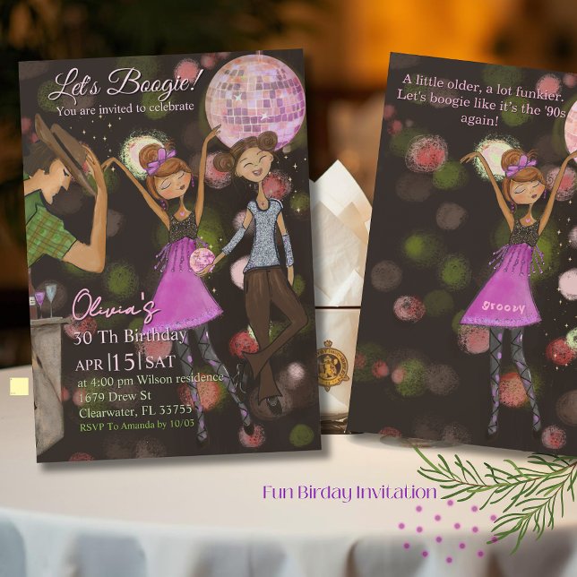 Invitación 90s Retro Disco 30th Birthday | Stay Groovy (90s Retro Disco 30th Birthday  Stay Groovy Invitation)