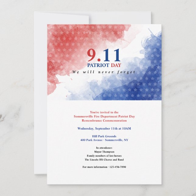 Invitación 911 Día Patriótico (Anverso)