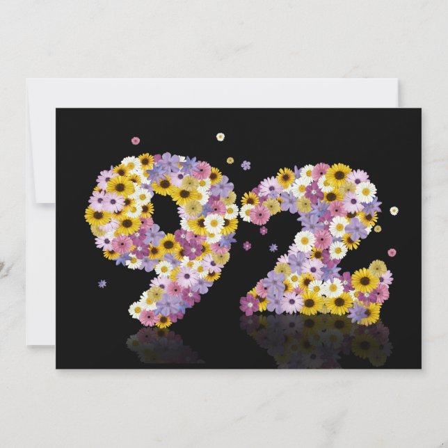 Invitación 92.o Fiesta de cumpleaños, con las letras (Anverso)