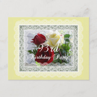 Invitación 93.o Rosas Celebración-Rojos/amarillos de la