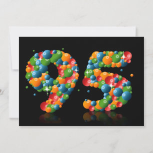 Invitación 95ª fiesta de cumpleaños, con burbujas y bolas