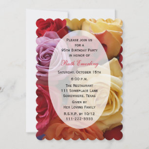 Invitación 95.ª fiesta de cumpleaños Rosas de varios colores