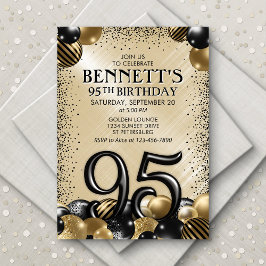 Invitación 95.º cumpleaños de oro negro