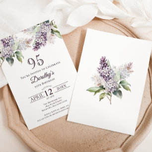 Invitación 95.º cumpleaños Flor Lilac Purple Spring