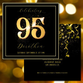Invitación 95.º elegante y clásico cumpleaños dorado frente