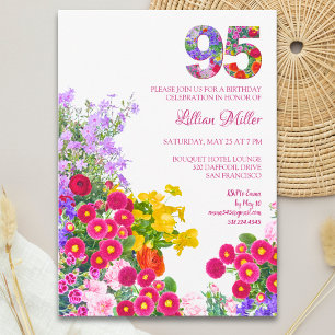 Invitación 95 Años Elegant Garden Floral – Cumpleaños 95