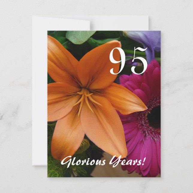 Invitación ¡95 años gloriosos!-Fiesta de cumpleaños/Naranja L (Anverso)