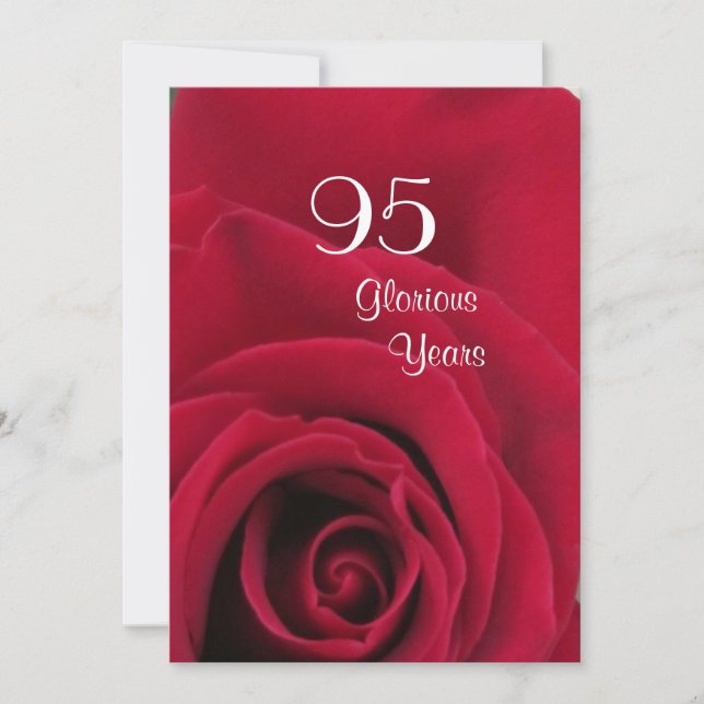 Invitación 95.o ¡Celebración del cumpleaños! - Rosa rojo (Anverso)
